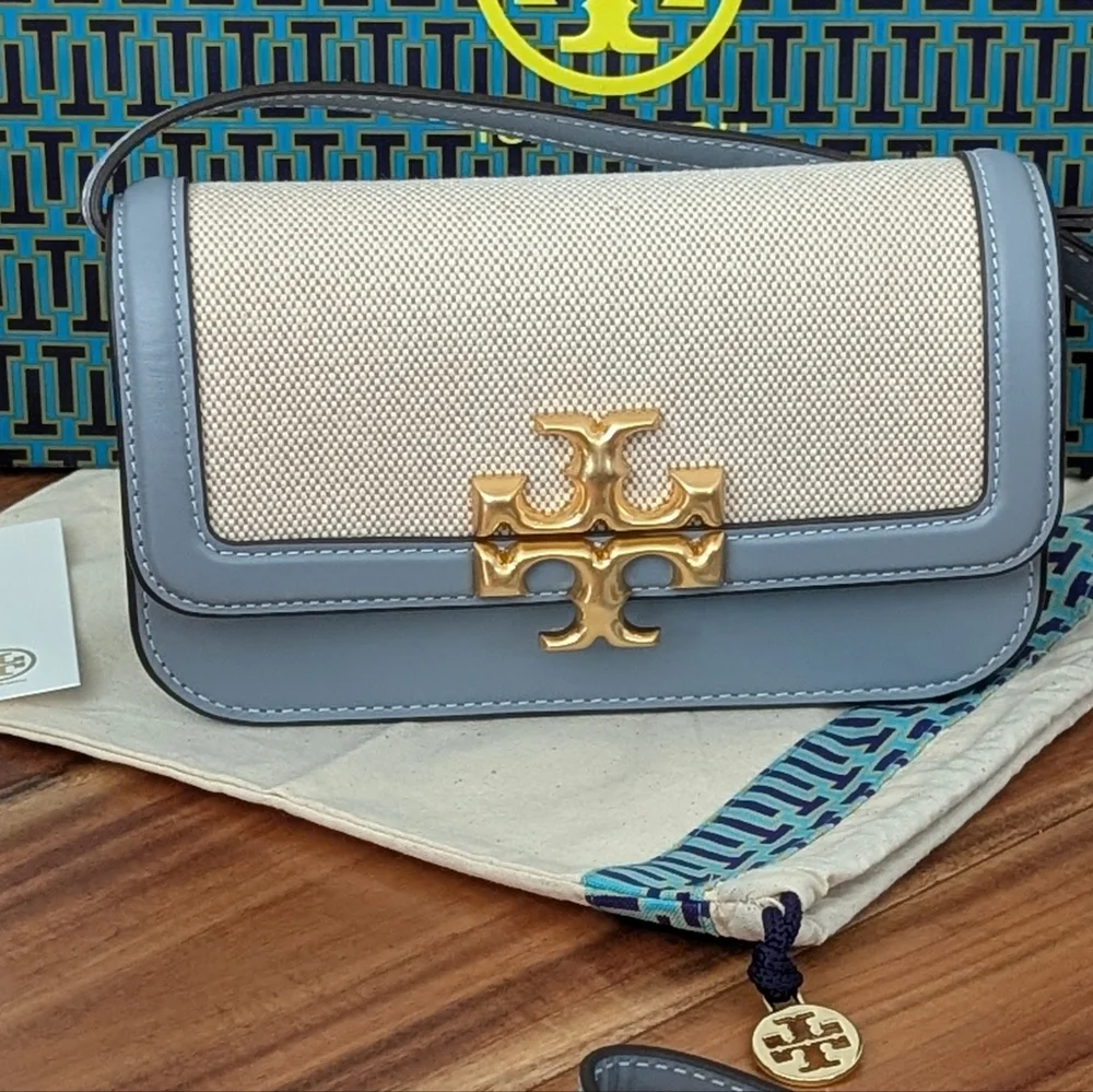 Tory Burch Cloud Blue Eleanor Crossbody + Dust Bag + Gift Bag Nwt ❤️ - Picture 5 of 12